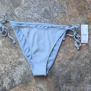 NWT ribbed light blue side tie bikini bottom M